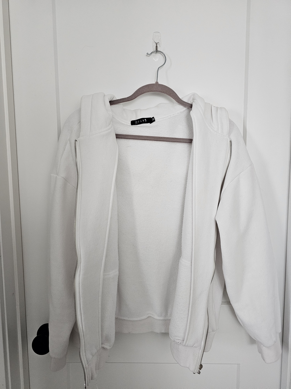 White Hooded Zip-Up Jacket
